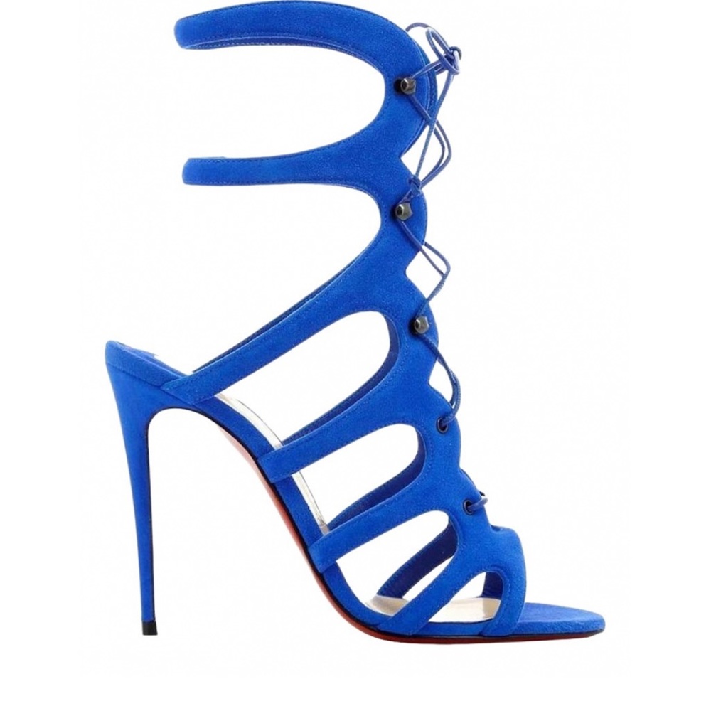 Christian Louboutin Electric Blue Lace-Up Heels - Size 40 European 10 US used